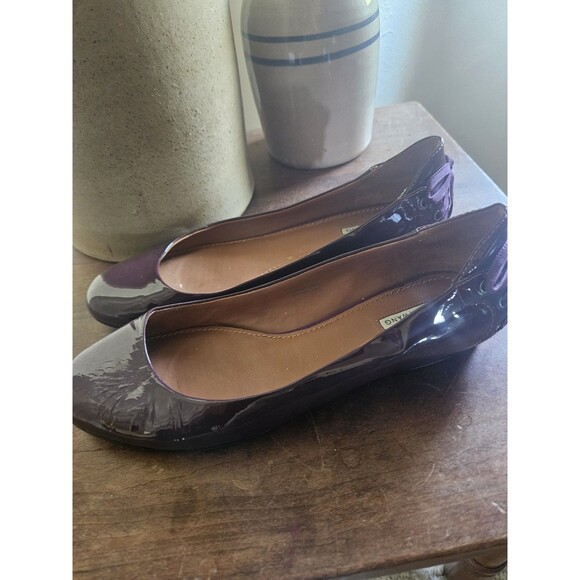 Vera Wang Helen Ballet Flat Patent Leather Lace Ribbon Corset Heel Round Toe 8.5 - Picture 1 of 6
